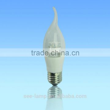 Factory Price high power 7w e27 e12 e14 clear led candle bulb CE ROHS