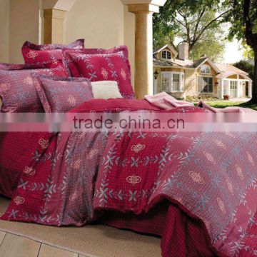 dark red reactive printing tencel 3 piece complete bed bedding set