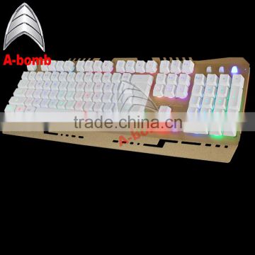 2016 A-bomb waterproof LED mechanical keyboard with metal material and ABS