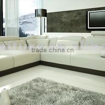leather sofa with side table