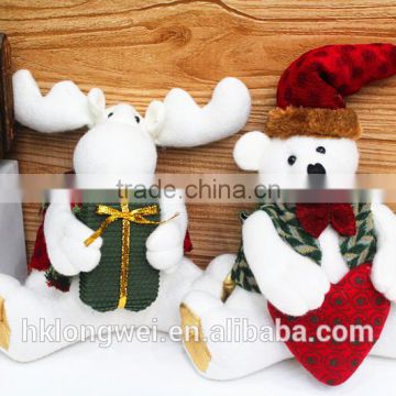 hot sell hot sell 2014 Christmas ornament Merry Christmas Teddy Bear Plush Sitting With Heart deer christmas cloth gift