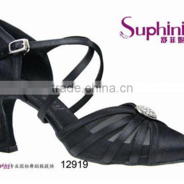 Suphini Satin Mesh Fashon Closed Toe Pump Ballroom Dance Shoes