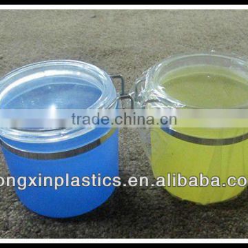 plastic round canister with lid for family food storage
