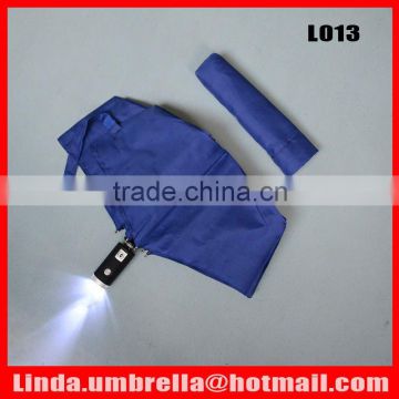 [L013] 3 folding automatic open&close LED umbrella with torch handle