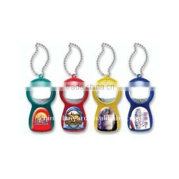 Translucent Bottle Opener With Dome Imprint With Keychain