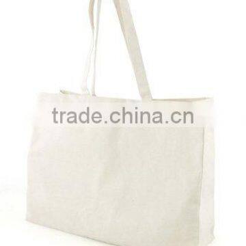 WHITE COTTON CANVAS SHOPPING BAG