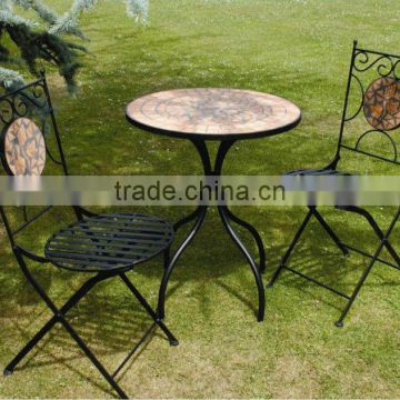 Very Nice Antique Portable Decorative Mosaic Metal Outdoor Table&Chair Set