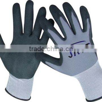nitrile dot palm nitrile foam coated work gloves, nitrile coated gloves, nylon gloves