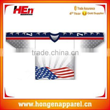 Hongen apparel custom ice hockey jersey sublimation goalie cut hockey jerseys