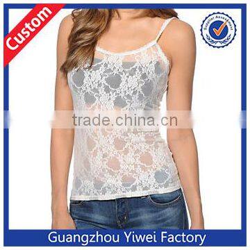 2014 New High Qualiy Sexy Lace Trim Rib Wholesale Ladies Women Tank Tops