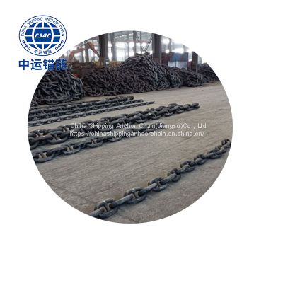 114mm Black Painted floating wind power platform  studless link anchor chain