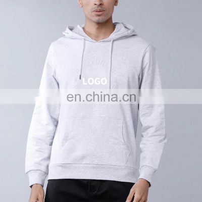 customized embossed logo plus size white polyester fabric pullover hoodies  for mens
