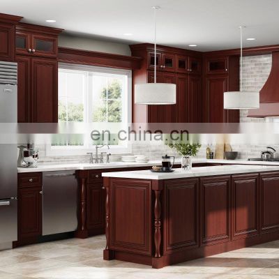 usa raised panel cherry wood kitchen cabinets with precut granite countertops