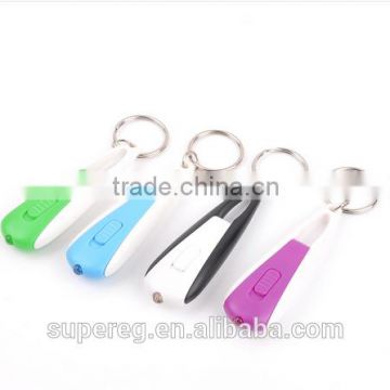 Excellent 4 Color Powerful LED Keychain Mini Flashlight Plastic and metal key chain press button LED Light Lamp portable Keyring