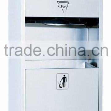 Stainless steel wall mounted paper towel dispenser , waste bin units D-7285E