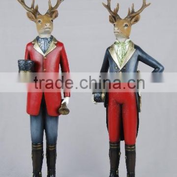 hot sell decoration resin gentleman soldier deer/christmas decorative deer