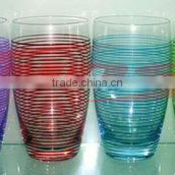 Colorful Glass Tumbler With Screw Thread Design