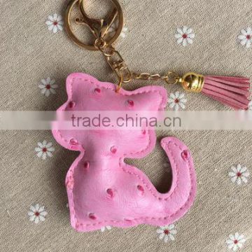 Wholesale Mini Cartoon Animal PU Leather Keychain With Metal Pendant Keyring KC13128