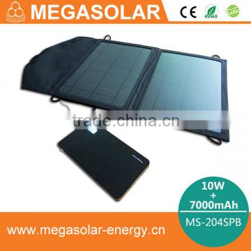 10W folding solar mobile charger with 7000mAh solar power bank | Model: MS-204SPB