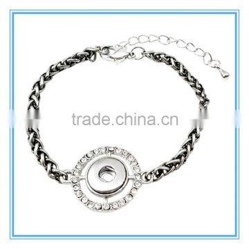 Braided Snap Charm Bracelet with Rhinestones {Stainless Steel}