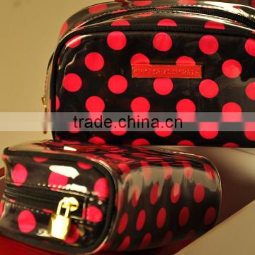 PU Cosmetic Bag Waterproof Wash Bag Fashion Dot Pattern Clutch Bag