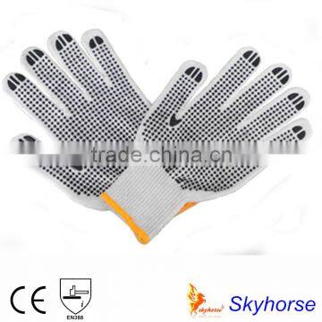 PVC safety black dot work gloves
