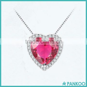Fashion Jewelry Wholesale 2016 Sterling Silver Crystal Heart Pendant Necklace,Micro Pave Zircon Necklace