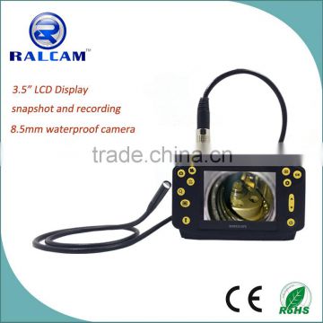 640*480 resolution 3.5" LCD display 4*zoom 8.5mm flexible video endoscope with rechargeable battery