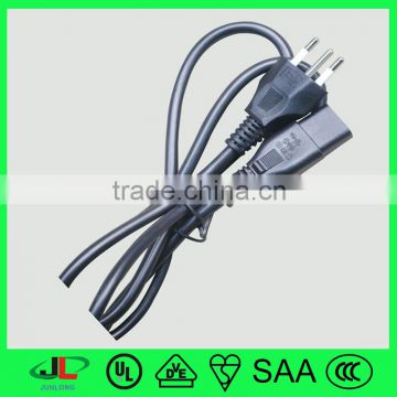 3 pin round electric plug with connector, Italy standard plug