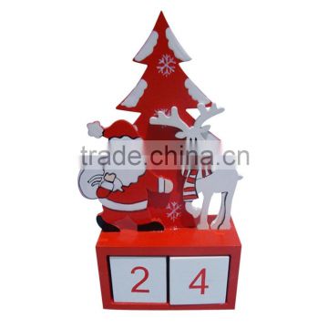 Wooden santa claus calendar with gift bag on topdesk decoration xmas gifts for home decoration tree/elk kalendar