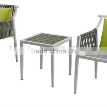 Outdoor Garden Patio furniture powder coating Aluminum polywood chair with coffee table