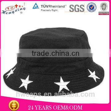 Screen print 100%cotton black plain bucket hat