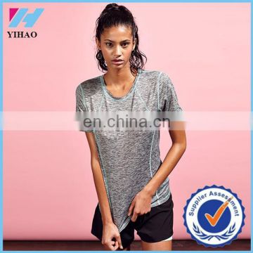 Yihao Trade Assurance Womens Custom Contrast Stitch Sports Gym Wear Loose T shirt 2015