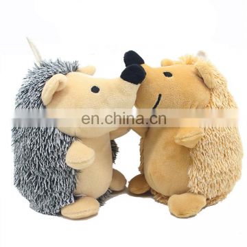 Stuffed grey and yellow toy puppy stocked wholesale pet dog toy plush hedgehog