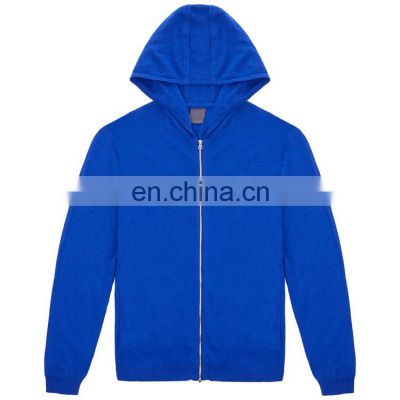 Hot sale mens wool cashmere knitted cardigan hoodie with zipper