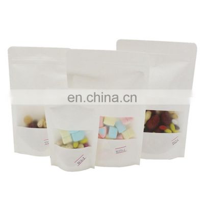 Doypack Zip lock Brown White Kraft Craft Paper Standing Up Pouches Food Packaging Zipper Bags With Window