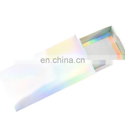 Folding hologram drawer packaging jewelry boxes flat pack carton mailing packaging box for earings necklace bracelet