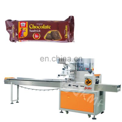 Sandwich Biscuit Machine With Packaging Machines Automatic Wafer Biscuit Cookie Chocolate Bar Flow Pack Packing Machine