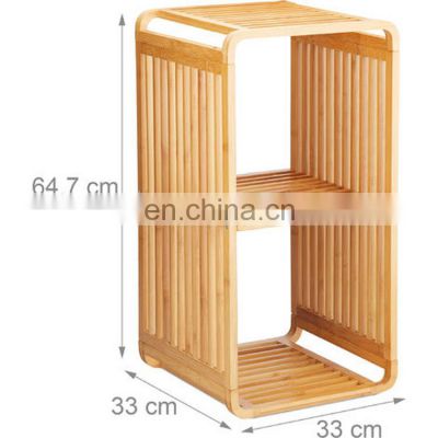 Wholesale Customized Japanese Style Minimalist Shower Storage Bamboo Bathroom Shelf