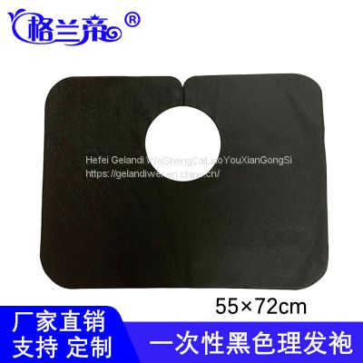 Disposable Non-woven Black Barber Bib Hair Tools Dyed Hair Wai Cloth Waterproof Dustproof Thickening