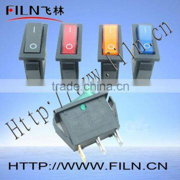Button Red ON OFF Blue Waterproof Rocker Switch With Lamp