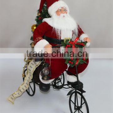 XM-MX096 20 inch traditional santa claus riding tricycle for christmas decoration