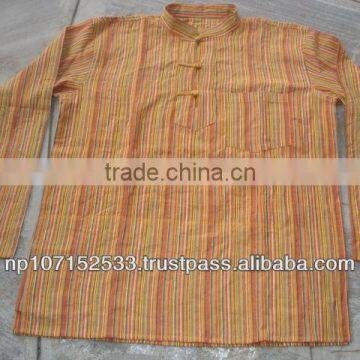 SHMS09 cotton strappy shirt with half chinese button