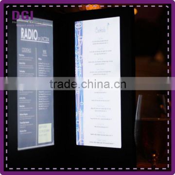 Hotel restaurant electronics leather led light bar display stand illuminated LED menu