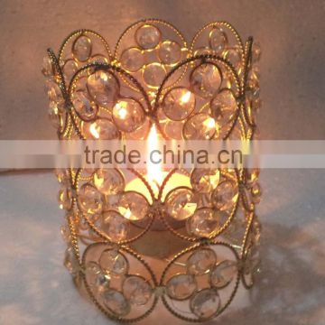 Metal & Crystal Christmas Wire Cage T-Light Holder