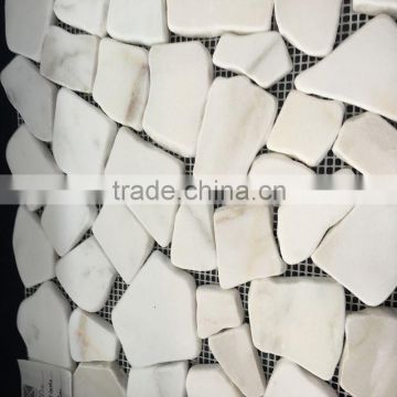tumbled cheap white marble mosaic wall tile