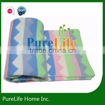 SZPLH Bright color chevron design knit cotton baby blanket