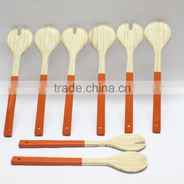 Orange Spun Bamboo Spoon / Coiled Bamboo Spoon for using food