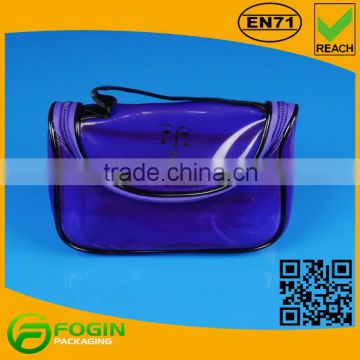 purple color ziplock cosmetic clear pvc bag