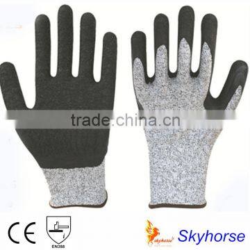 Hppe Latex Coated Crinkle anti-cut work gloves